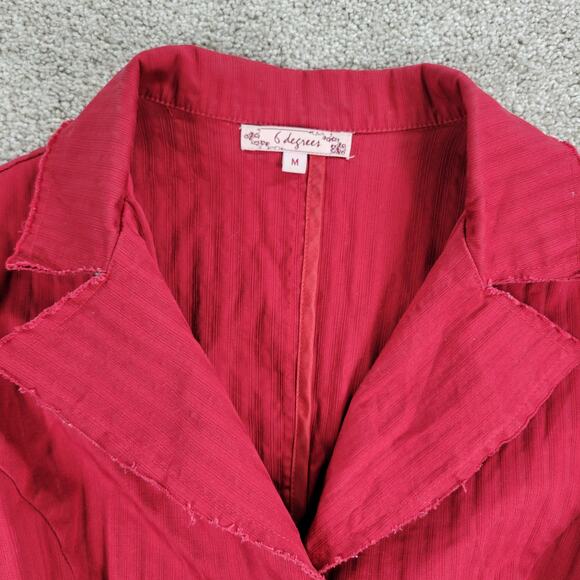 VTG 6 Degrees Y2K Cropped Jacket Juniors M Red Layered Ruffle Back Fitted Button - Picture 15 of 16